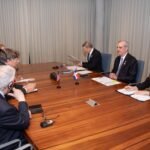 Abinader se reúne con con el presidente del Estado de Israel, Isaac Herzog, y con el subsecretario de Estado de EEUU, Christopher Landau, durante el ceremonial de traspaso de poder a la mandataria de Costa Rica, Laura Fernández Delgado